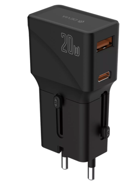 DEVIA CARGADOR MINI PD/QC 20W MULTIFUNCION (UK/EU/US/AU/CN)