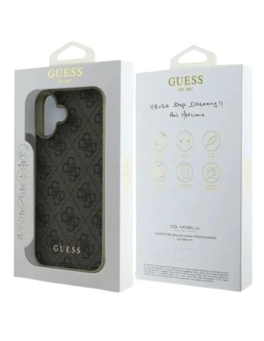 GUESS CARCASA 4G CHARM IPHONE 16 PLUS MARRON