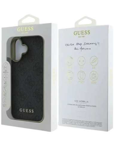 GUESS CARCASA 4G CHARM IPHONE 16 PLUS NEGRO