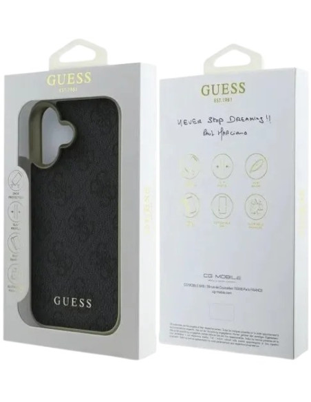 GUESS CARCASA 4G CHARM IPHONE 16 PLUS NEGRO