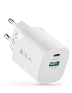DEVIA CARGADOR SMART DUAL PD 30w + QC 3.0 GAN