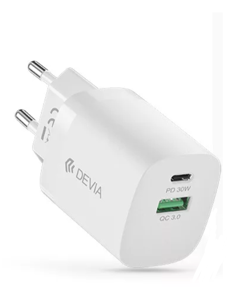 DEVIA CARGADOR SMART DUAL PD 30w + QC 3.0 GAN