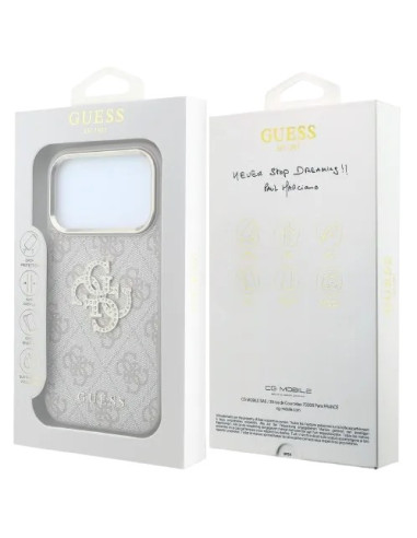 GUESS CARCASA 4G STRASS BIG LOGO IPHONE 18 PRO/17 PRO ROSA