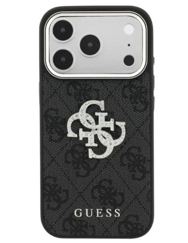 GUESS CARCASA 4G STRASS DIAMOND LOGO IPHONE 18 PRO MAX/17 PRO MAX GRIS