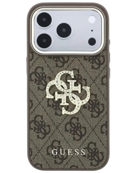 GUESS CARCASA 4G STRASS DIAMOND LOGO IPHONE 18 PRO MAX/17 PRO MAX MARRON
