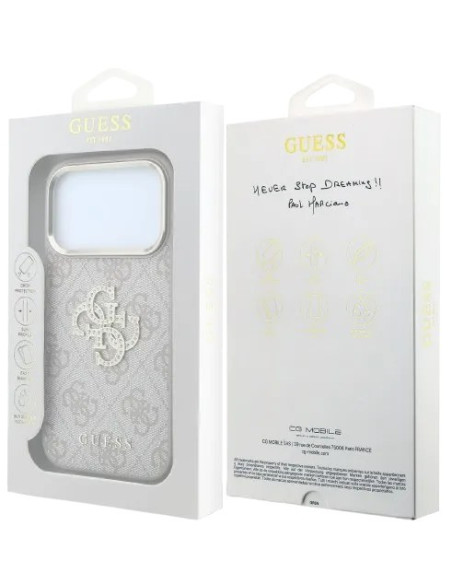 GUESS CARCASA 4G STRASS DIAMOND LOGO IPHONE 18 PRO MAX/17 PRO MAX ROSA