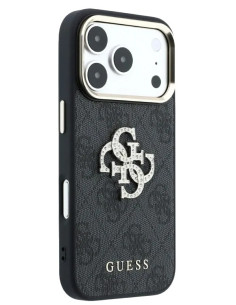 GUESS CARCASA 4G STRASS DIAMOND LOGO IPHONE 18 PRO/17 PRO GRIS 2