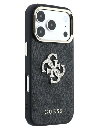 GUESS CARCASA 4G STRASS DIAMOND LOGO IPHONE 18 PRO/17 PRO GRIS