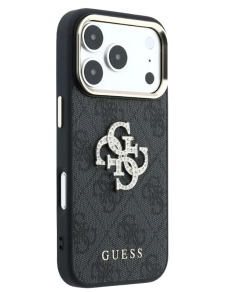 GUESS CARCASA 4G STRASS DIAMOND LOGO IPHONE 18 PRO/17 PRO GRIS
