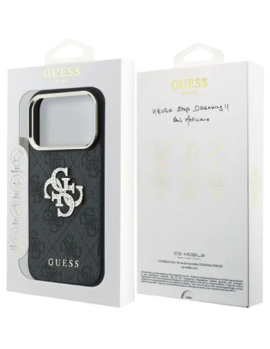 GUESS CARCASA 4G STRASS DIAMOND LOGO IPHONE 18 PRO/17 PRO GRIS