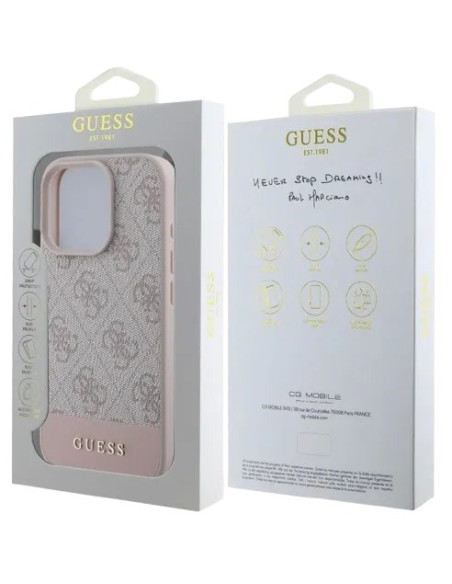 GUESS CARCASA 4G STRIPE IPHONE 16 PRO MAX ROSA