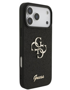 GUESS CARCASA GLITTER 4G IPHONE 17 PRO MAX NEGRO 2