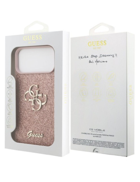GUESS CARCASA GLITTER 4G IPHONE 17 PRO MAX ROSA