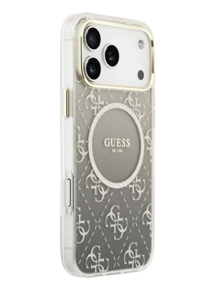 GUESS CARCASA MAGSAFE 4G GLITTER IPHONE 17 PRO GRIS