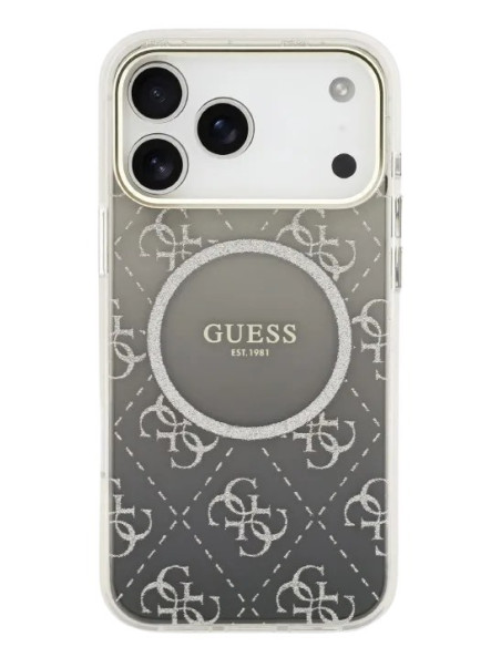 GUESS CARCASA MAGSAFE 4G GLITTER IPHONE 17 PRO GRIS