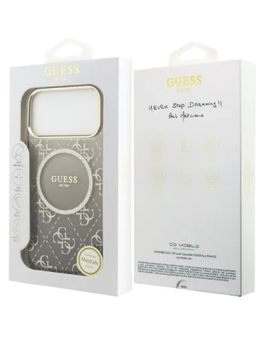 GUESS CARCASA MAGSAFE 4G GLITTER IPHONE 17 PRO GRIS