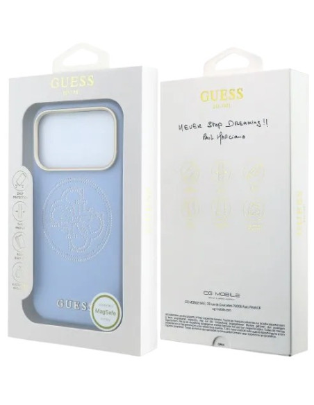 GUESS CARCASA MAGSAFE 4G PERFORATED IPHONE 18 PRO MAX/17 PRO MAX AZUL GLACIAL