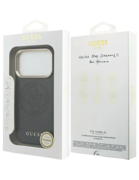 GUESS CARCASA MAGSAFE 4G PERFORATED IPHONE 18 PRO MAX/17 PRO MAX NEGRO