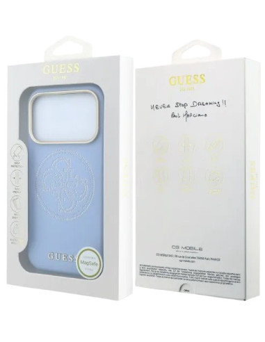 GUESS CARCASA MAGSAFE 4G PERFORATED IPHONE 18 PRO/17 PRO AZUL GLACIAL