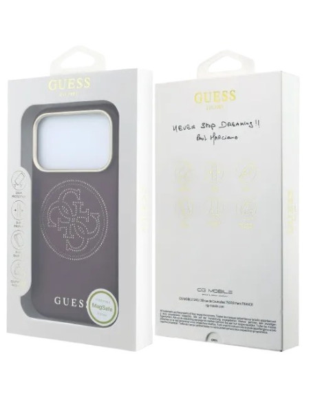 GUESS CARCASA MAGSAFE 4G PERFORATED IPHONE 18 PRO/17 PRO BURDEOS