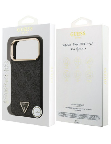 GUESS CARCASA MAGSAFE 4G TRIANGLE IPHONE 17 PRO MAX GRIS