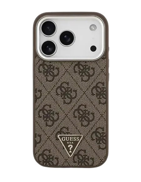 GUESS CARCASA MAGSAFE 4G TRIANGLE STASS IPHONE 17 PRO MARRON