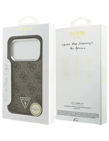 GUESS CARCASA MAGSAFE 4G TRIANGLE STASS IPHONE 17 PRO MARRON