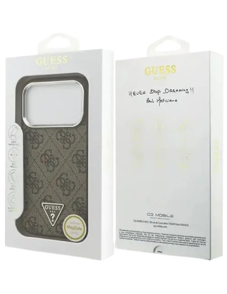 GUESS CARCASA MAGSAFE 4G TRIANGLE STASS IPHONE 17 PRO MARRON