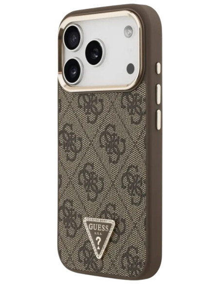 GUESS CARCASA MAGSAFE 4G TRIANGLE STASS IPHONE 17 PRO MARRON