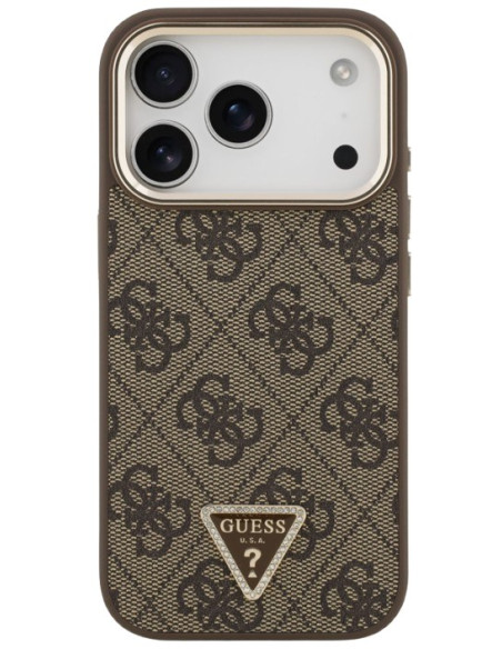 GUESS CARCASA MAGSAFE 4G TRIANGLE STASS IPHONE 17 PRO MARRON