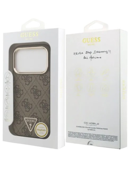 GUESS CARCASA MAGSAFE 4G TRIANGLE STASS IPHONE 17 PRO MARRON