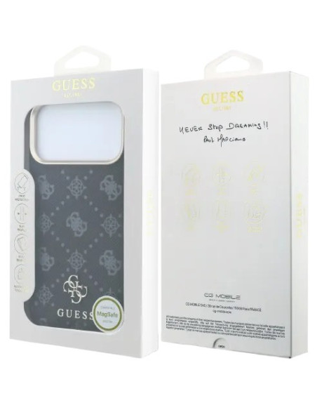 GUESS CARCASA MAGSAFE PEONY 4G SMALL LOGO IPHONE 18 PRO/17 PRO NEGRO