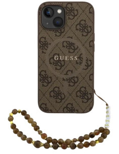 GUESS CARCASA MAGSAFE RING STRAP IPHONE 15 MARRON