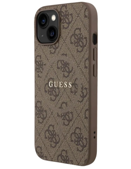 GUESS CARCASA MAGSAFE RING STRAP IPHONE 15 MARRON