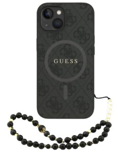 GUESS CARCASA MAGSAFE RING STRAP IPHONE 15 NEGRO