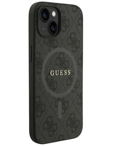 GUESS CARCASA MAGSAFE RING STRAP IPHONE 15 NEGRO