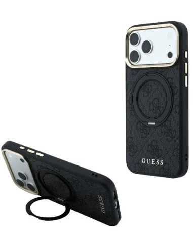 GUESS CARCASA MAGSAFE SOPORTE 360º 4G IPHONE 18 PRO MAX/17 PRO MAX GRIS