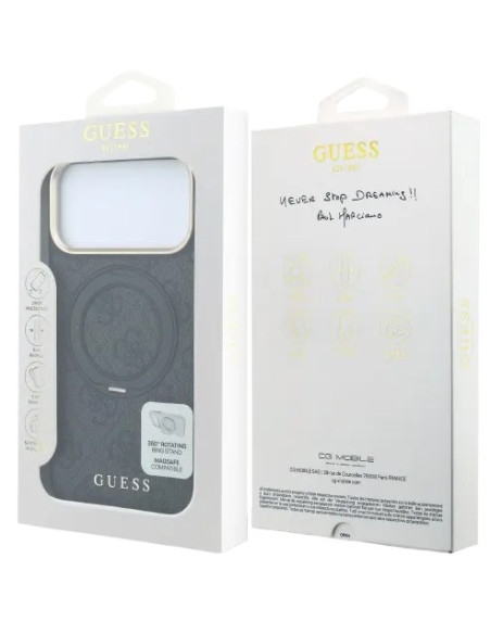 GUESS CARCASA MAGSAFE SOPORTE 360º 4G IPHONE 18 PRO/17 PRO GRIS