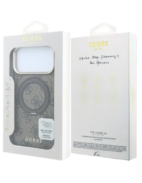 GUESS CARCASA MAGSAFE SOPORTE 360º 4G IPHONE 18 PRO/17 PRO MARRON