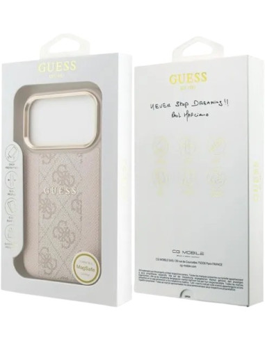 GUESS CARCASA MAGSAFE STRIPE 4G IPHONE 17 PRO ROSA