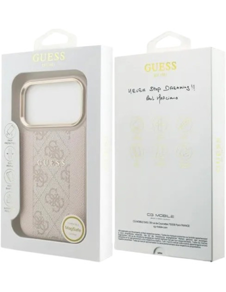 GUESS CARCASA MAGSAFE STRIPE 4G IPHONE 17 PRO ROSA