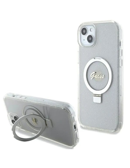 GUESS CARCASA RING MAGSAFE GLITTER IPHONE 15 PLUS