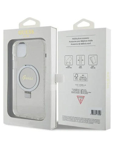 GUESS CARCASA RING MAGSAFE GLITTER IPHONE 15 PLUS