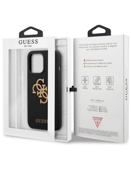 GUESS CARCASA SILICONE 4G IPHONE 13 PRO NEGRO