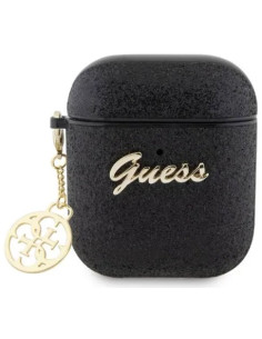 GUESS FUNDA GLITTER CHARM AIRPODS 1/2 NEGRO