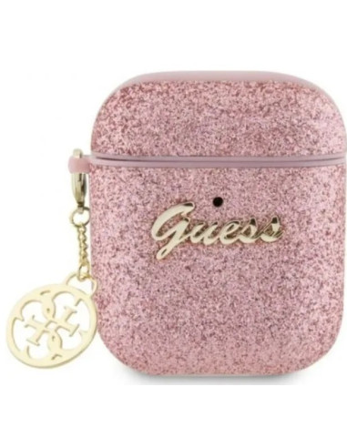 GUESS funda GLITTER FLAKE AIRPODS 1/2 ROSA