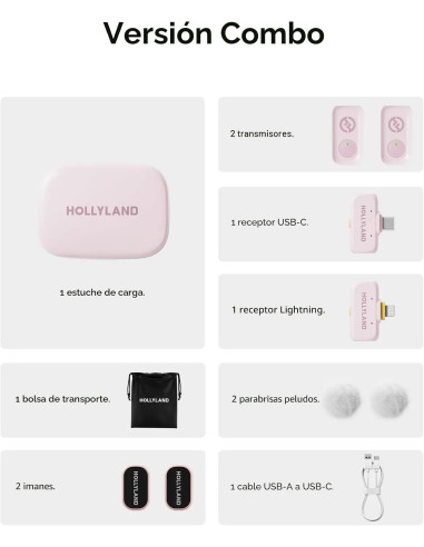 HOLLYLAND MICROFONO INALAMBRICO LARK A1 COMBO ROSA