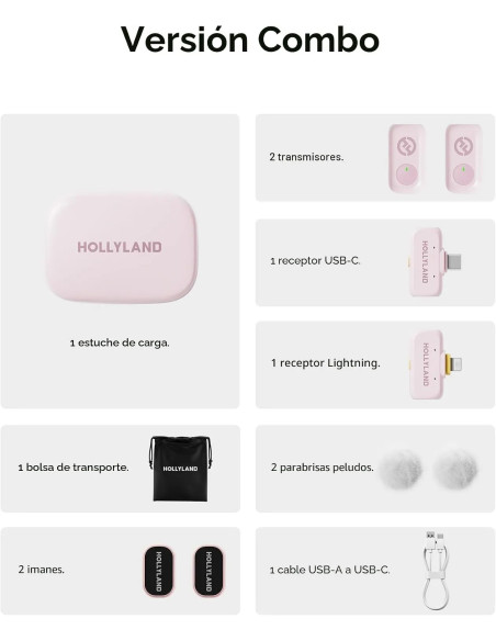 HOLLYLAND MICROFONO INALAMBRICO LARK A1 COMBO ROSA