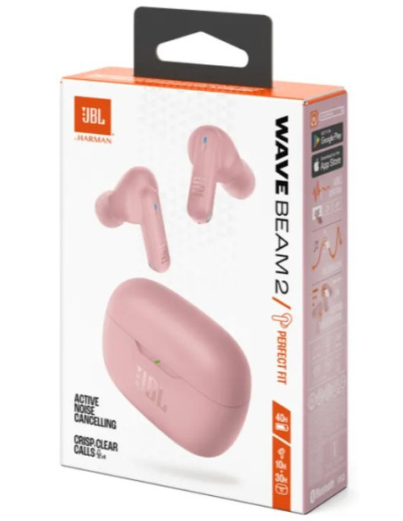 JBL AURICULAR CANCELACION RUIDO WAVE BEAM 2 ROSA