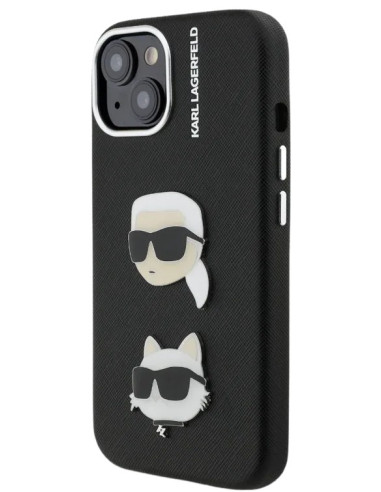 KARL LAGERFELD CARCASA GRAINED K&C HEADS IPHONE 15 NEGRO